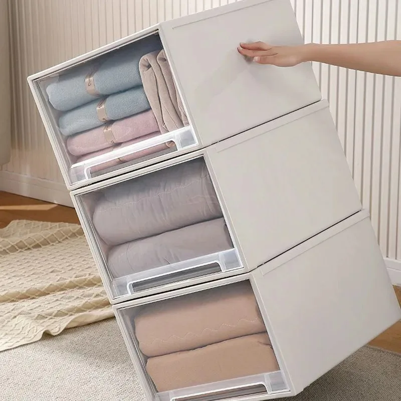 Large Closet Storage Drawer Box Plastic Drawer for Clothes Stackable  Wardrobe Sundries Organizer Household Cabinet Storage Bins - AliExpress