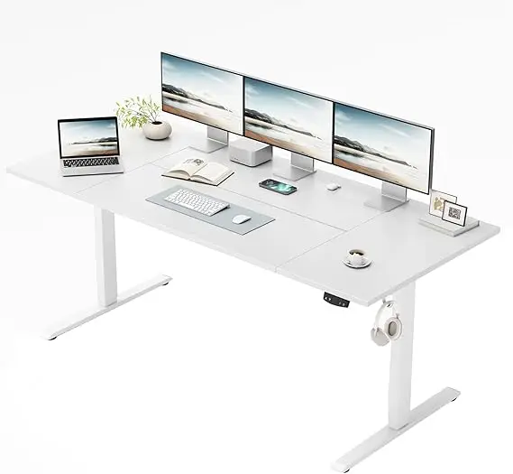 Elektrischer höhenverstellbarer Schreibtisch, 140 x 80 cm, Computertisch mit Speicherfunktion, Stehschreibtisch