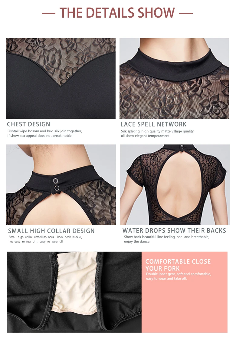 Gymwear Damen Sommer Kurzarm-Ballett-Übungsanzug für Erwachsene, Einteiler für Eiskunstlauf und Aerial Yoga – Detail 7