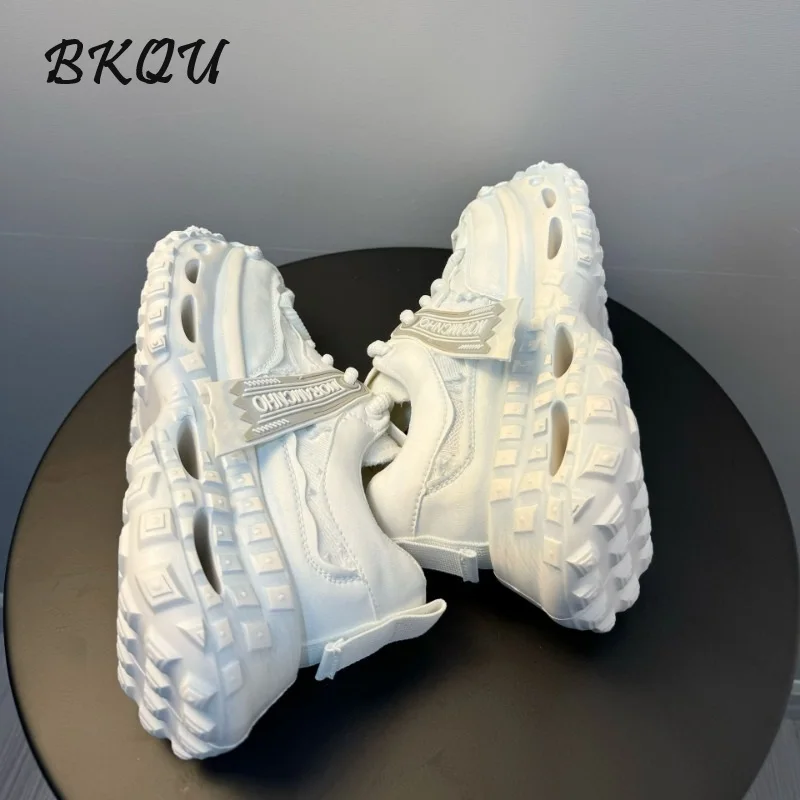 BKQU Daddy shoes men's shoes 2025 spring new thick sole increase to make old lovers cool retro fashion breathable sports shoes 5