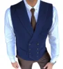 Men's Casual Double Breasted Suit Vest Herringbone Pattern Notch Lapel Waistcoat for Groomsmen for Wedding 2