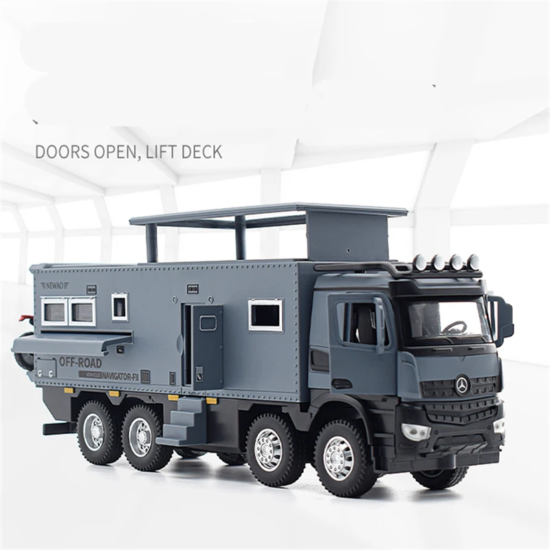 1/28 NOMADISMs Arocs Unimog Alloy Motorhome Touring Car Model Diecast Metal Toy Off-road RV Vehicles Model Sound Light Kids Gift 5