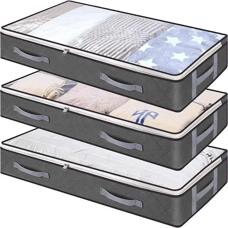 Underbed Storage Bag Portable Foldable Quilt Bag Wardrobe Clothes Storage Box Dustproof Organizer Home Dust-proof Organizer Box