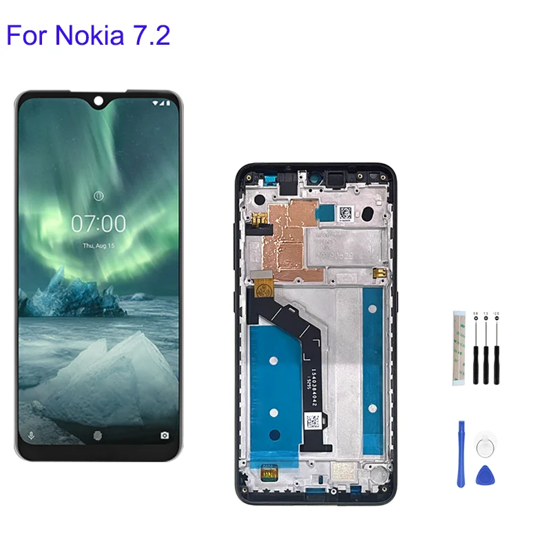 Per Nokia 7.2 Ta-1193 Ta-1178 Ta-1196 Ta-1181 Display Lcd Touch Screen Digitizer Assemblaggio Completo Con Parti Di Ricambio Del Telaio