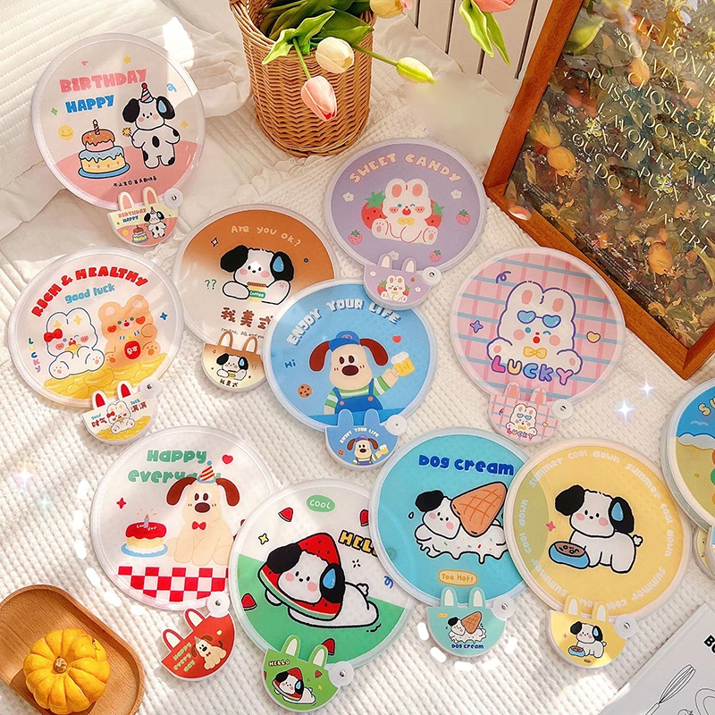 Portable Fan Cute Folding Group Fan Cartoon Animal Portable Folding Fan for Student Outdoor Summer