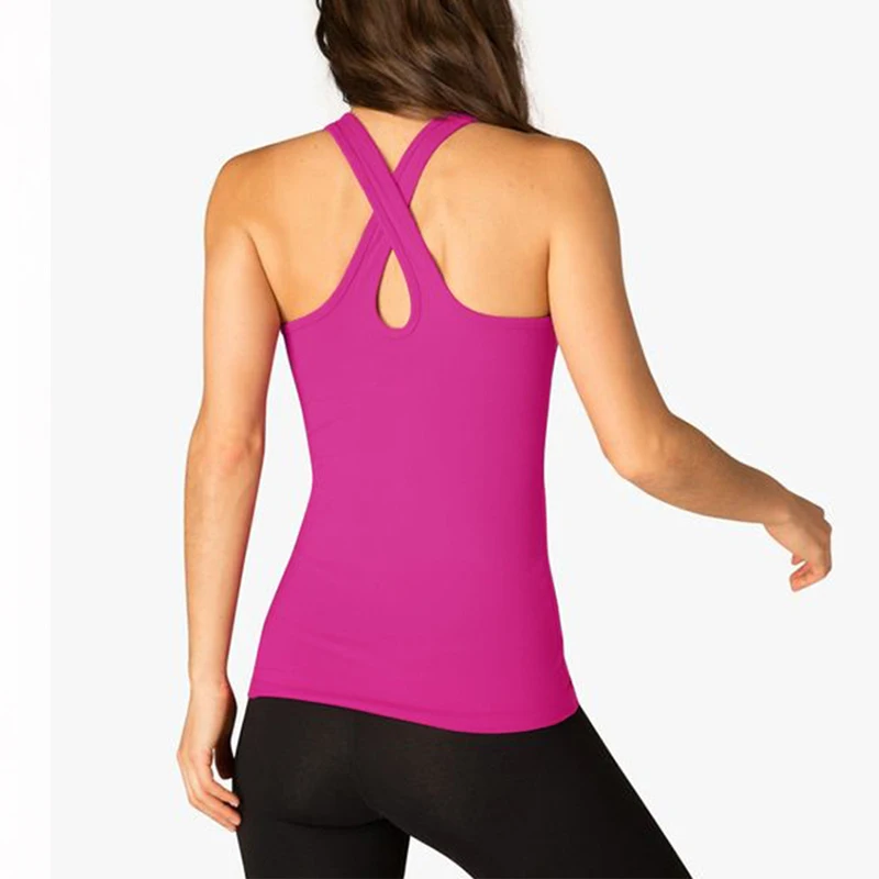1PC Yoga Vest Women Gym Shirt Quick Dry Sports Shirts Cross Back Gym Top Women's Fitness Shirt Sleeveless Sports Top Yoga