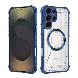 Magnetic Shockproof Anti - Slip Clear Case with MagSafe and All - Round Camera Protection for Galaxy S26 Plus (Blue)
