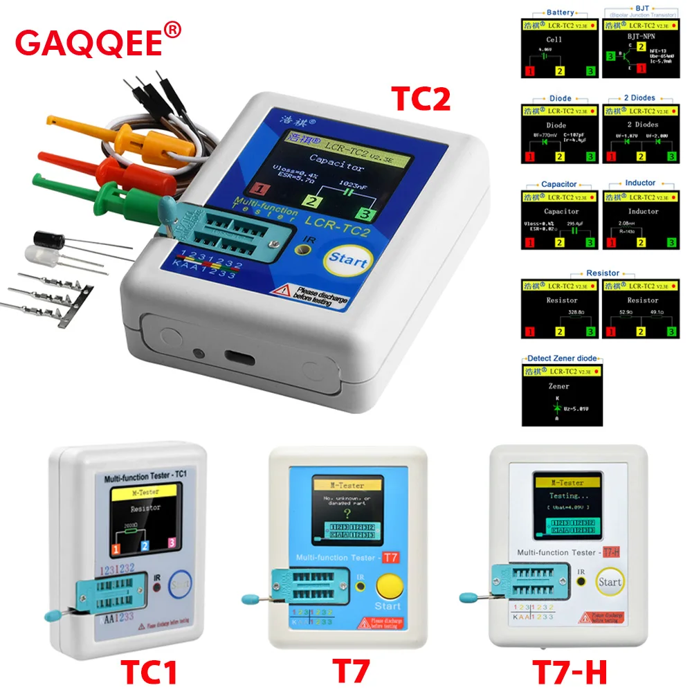 TC-T7-H TCR-T7 LCR-TC1 High Precision Transistor Tester Diode Triode Capacitance ESR MOS/PNP/NPN LCR MOSFET TFT LCD Screen Test