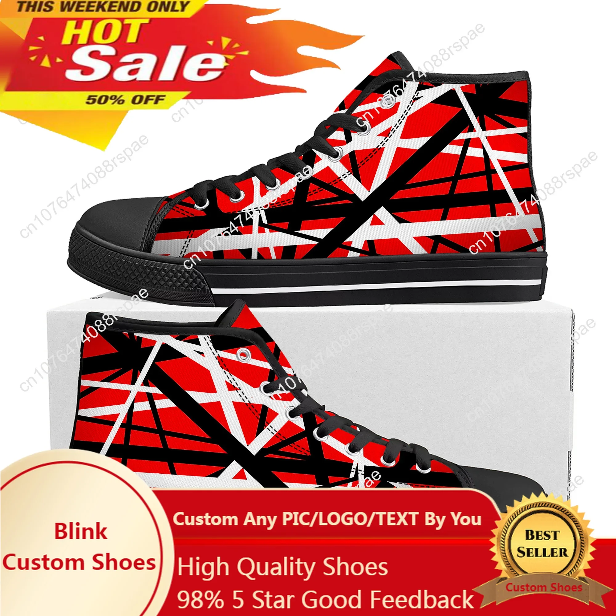 

Van Evh 1984 Stripes Halen High Top Sneakers Men Women Teenager High Quality Canvas Sneaker 5150 Casual Couple Shoes Custom Shoe