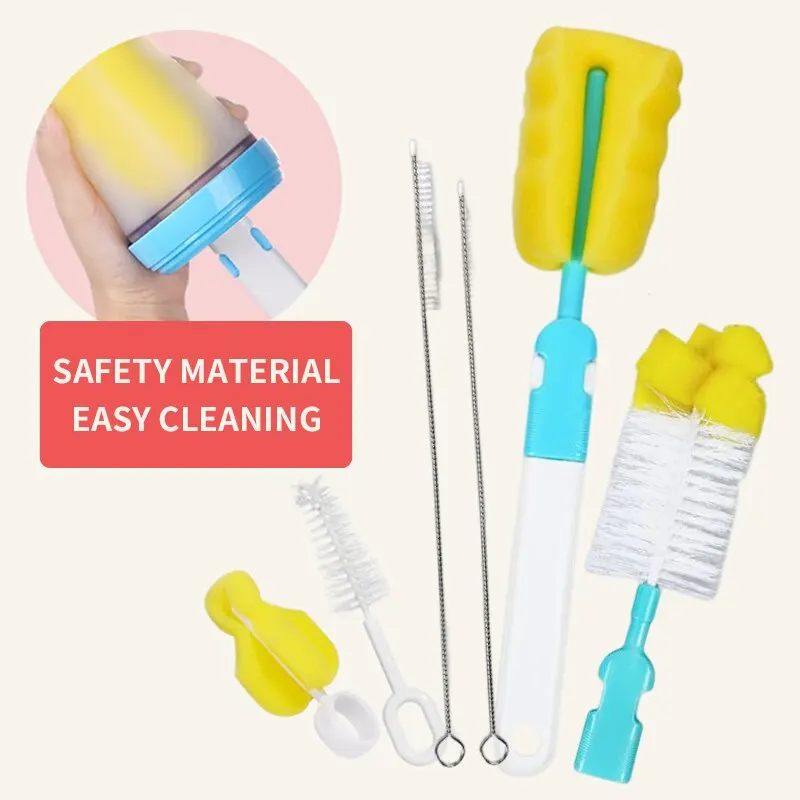 Bottle Brush 6 PCS Cleaning Brush 360 Degree Cleaning Nipple No Dead Corners