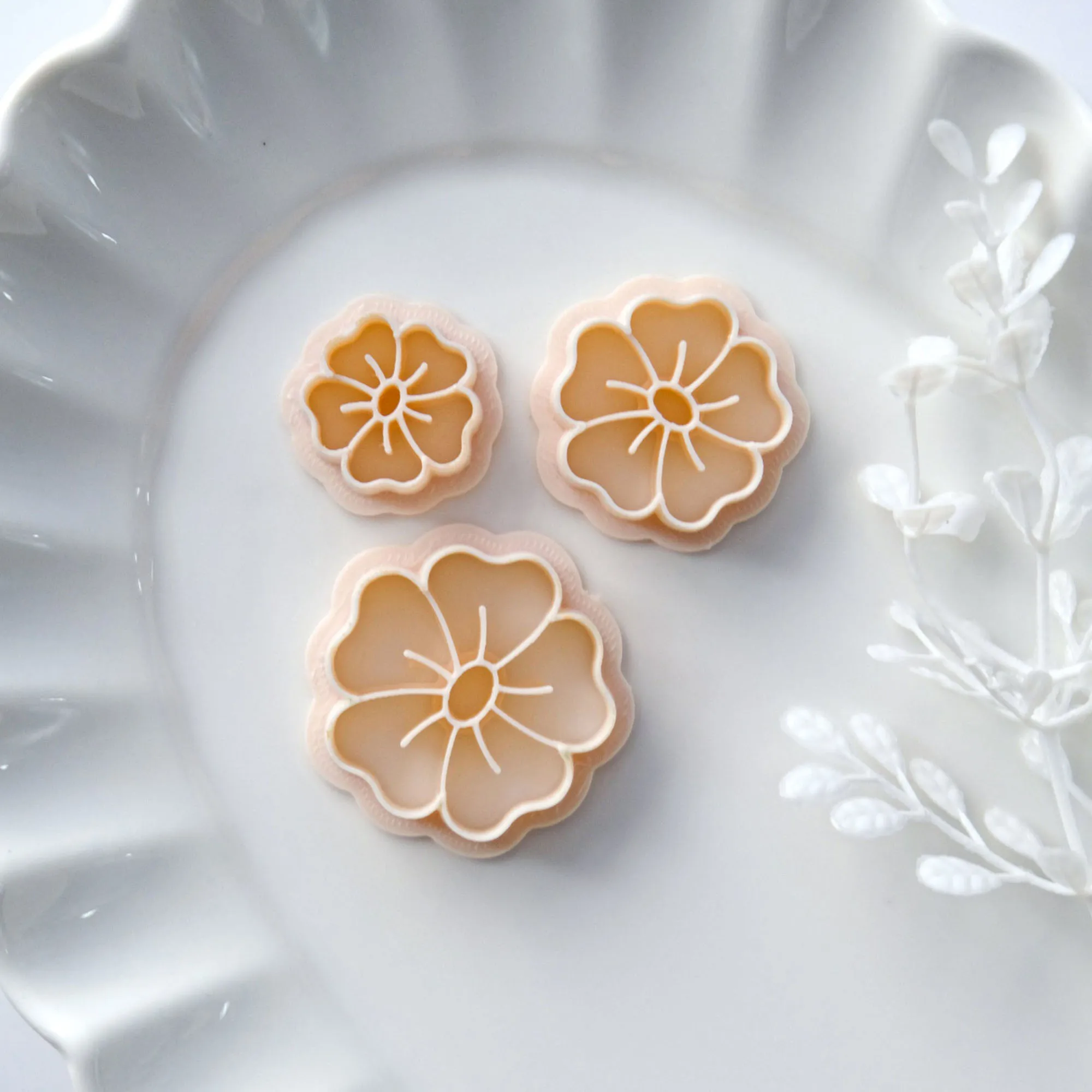 3Size Spring Flower Clay Cutters Floral Polymer Clay Cutters Embossing Flower Earring Cuttering Mold 3D Printed Tools
