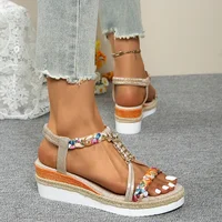 Fashion T-Strap Platform Sandals for Women New Mix Color Elastic Band Wedge Sandals Woman Summer Daily Open Toe Sandalias Female - Image 6