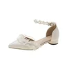 Pointed single shoe women's middle heel French toe cap women's sandals 5