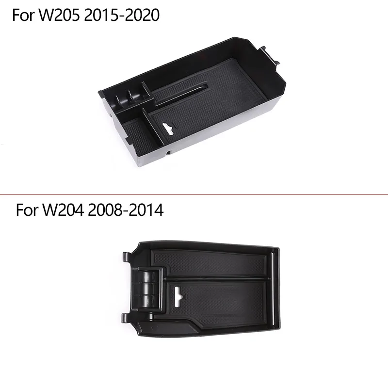 Center Console Organizer Tray For Mercedes C-Class W205 & GLC X253 – Black ABS Storage Box