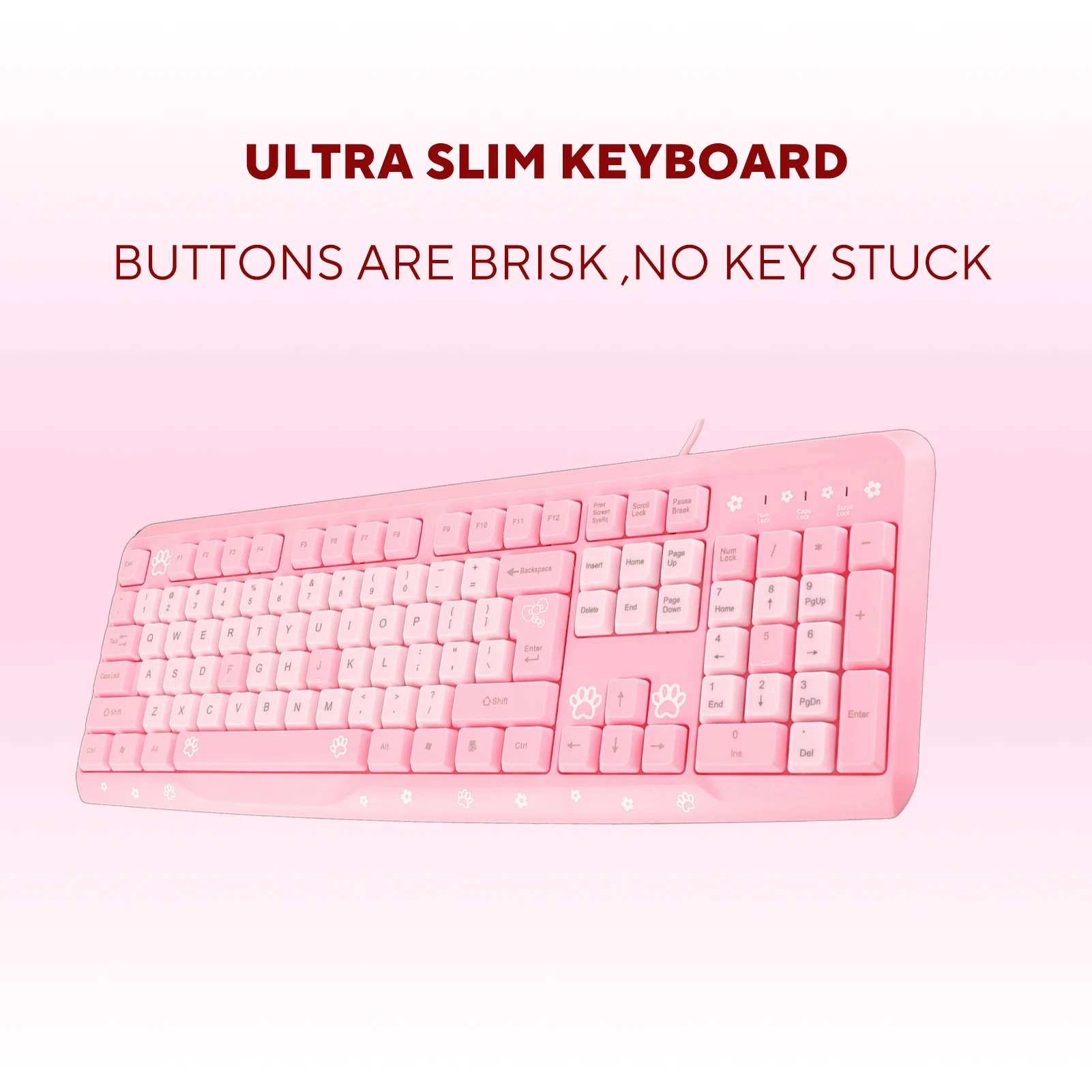 Keyboard Keyboard USB Wired Cute Cartoon for Home Office Laptop Computer Universal USB Keyboard Ultra‑Thin Keyboard