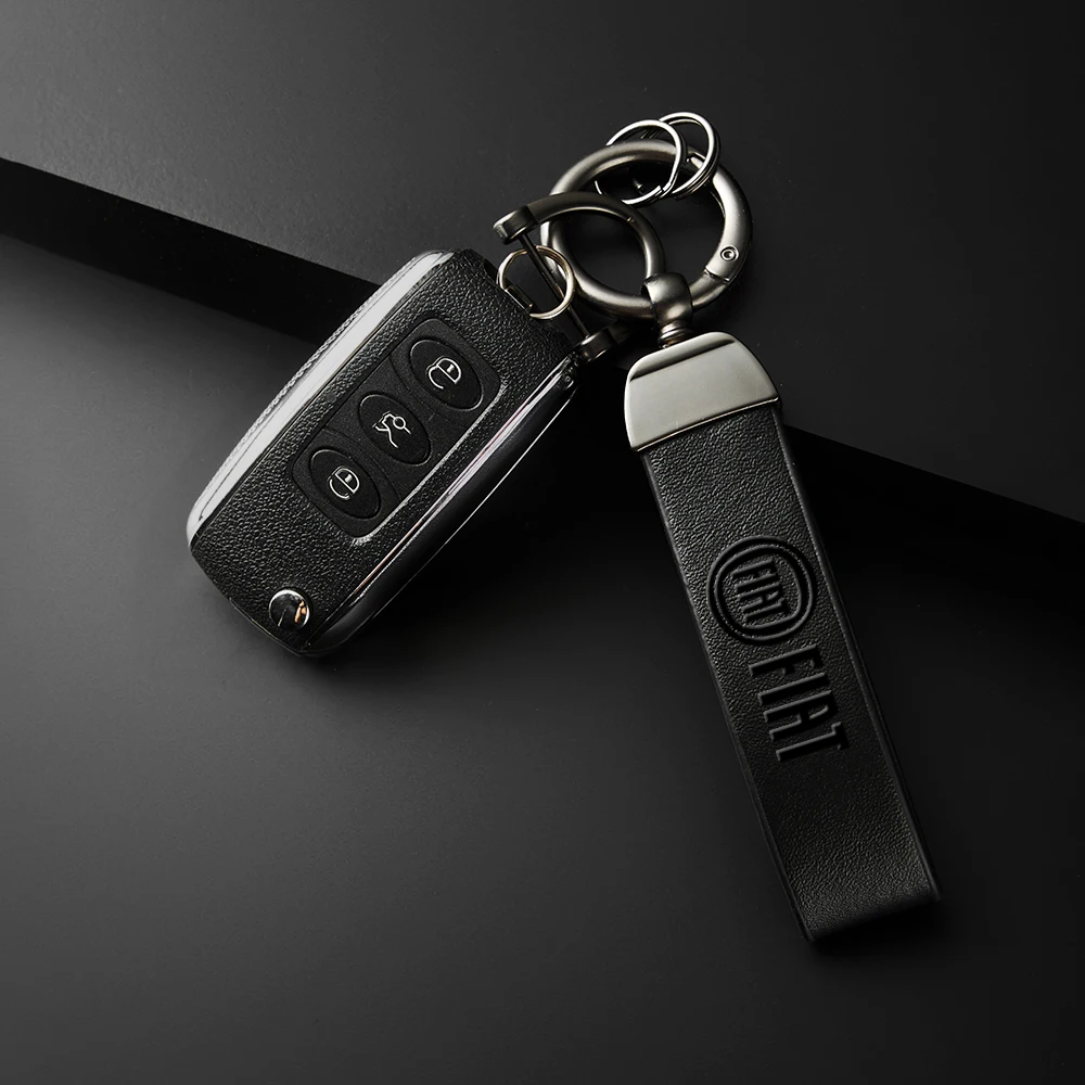 Car Keychain Hot Stamping Badge Zinc Alloy Accessories For FIAT 500 Ducato Panda Grande Punto Tipo Abarth Pulse Strada