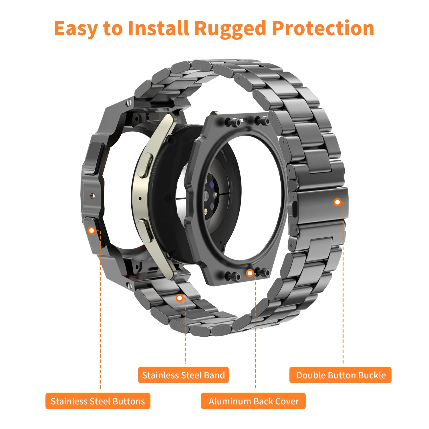 Stainless Steel Modification Kit with Metal Strap & Protective Cover