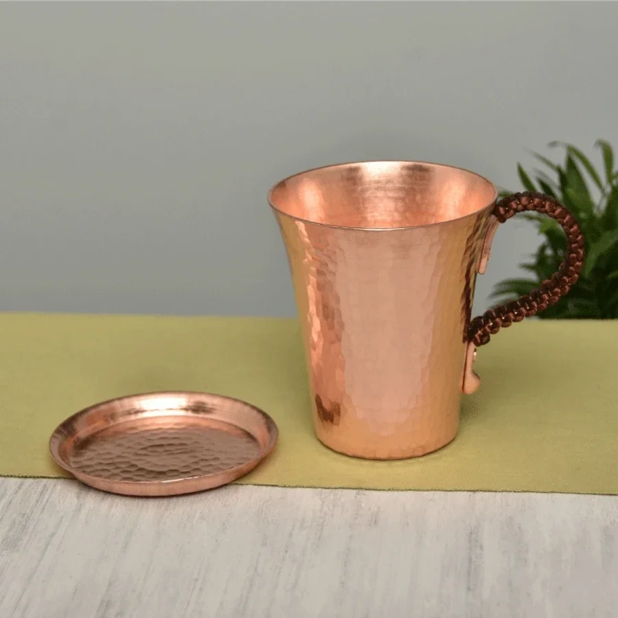 350ML Handmade Pure Copper Beer Coffee Mugs Hammered Moscow Mule Cup Drinkware - Image 3