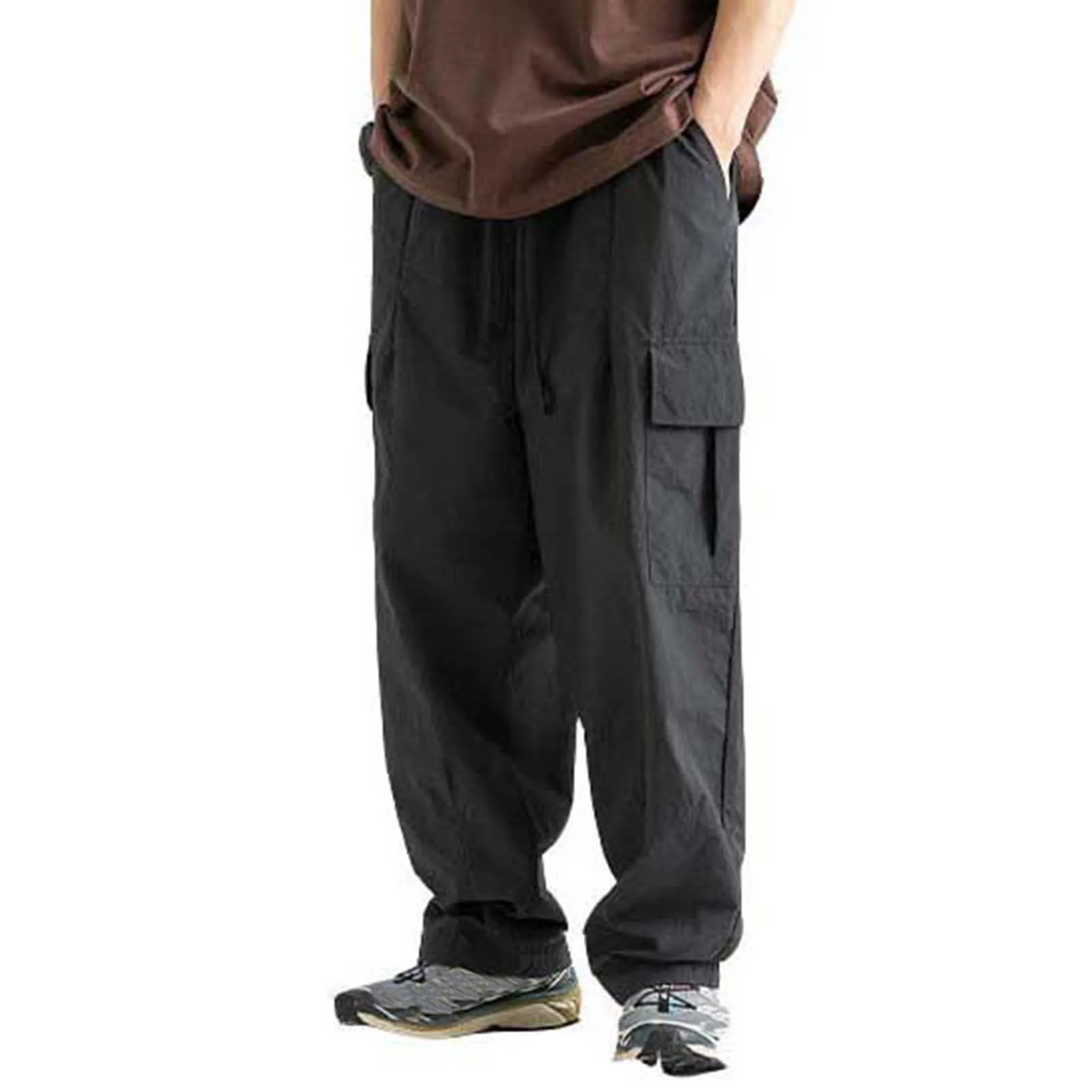 

Men's Cargo Pants Elastic Waist Pockets Hip Hop Baggy Casual Fashion Pants Bottoms Sweatpants male Clothing Loose fit
