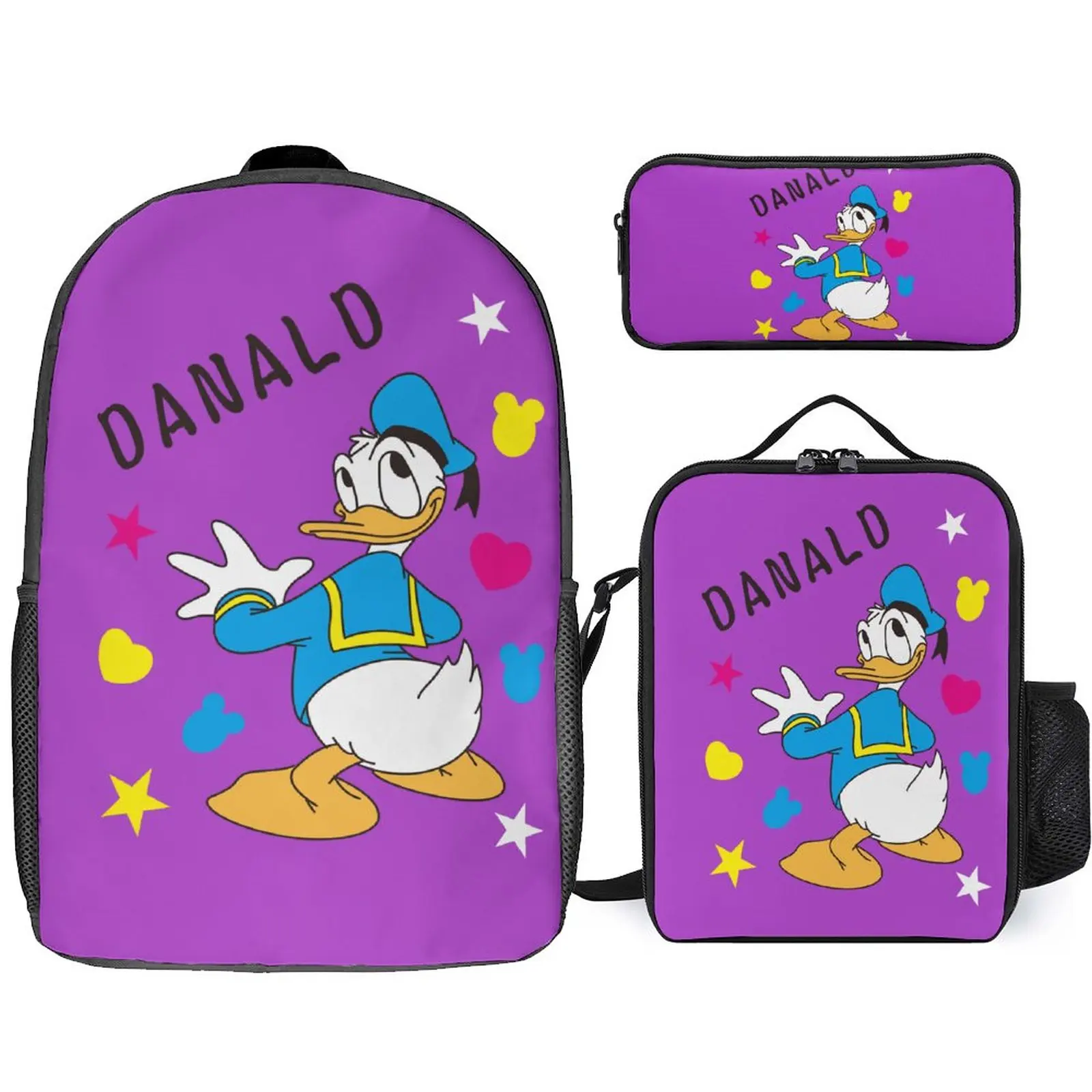 

Boys and Girls Schoolbag Three-piece Set Disney Custom Schoolbag Pattern Backpack Pencil Case Lunch Bag School Portable Backpack