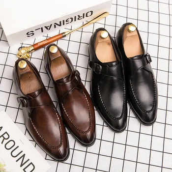 Men Leather Shoes Fashion Luxury Wedding Shoes Mens Loafers Moccasins Driving Walking Shoes for Men Party Classic Buckle Busines 6