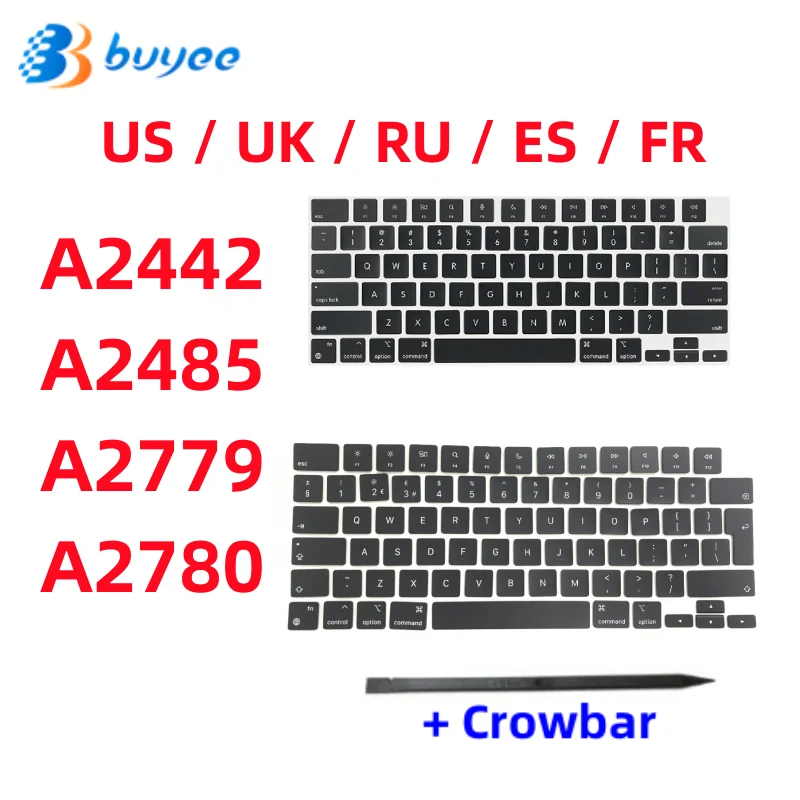 

Original New A2442 A2485 A2779 A2780 For MacBook Pro 14" 16" Keyboard Keycaps US UK Russian French Spanish Key Cap Replacement