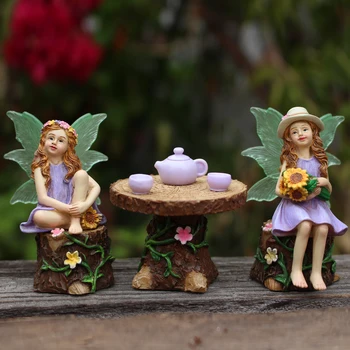 Summer Fairy Garden Statue Set – Miniature Flower Fairy Micro Landscape Decoration 3