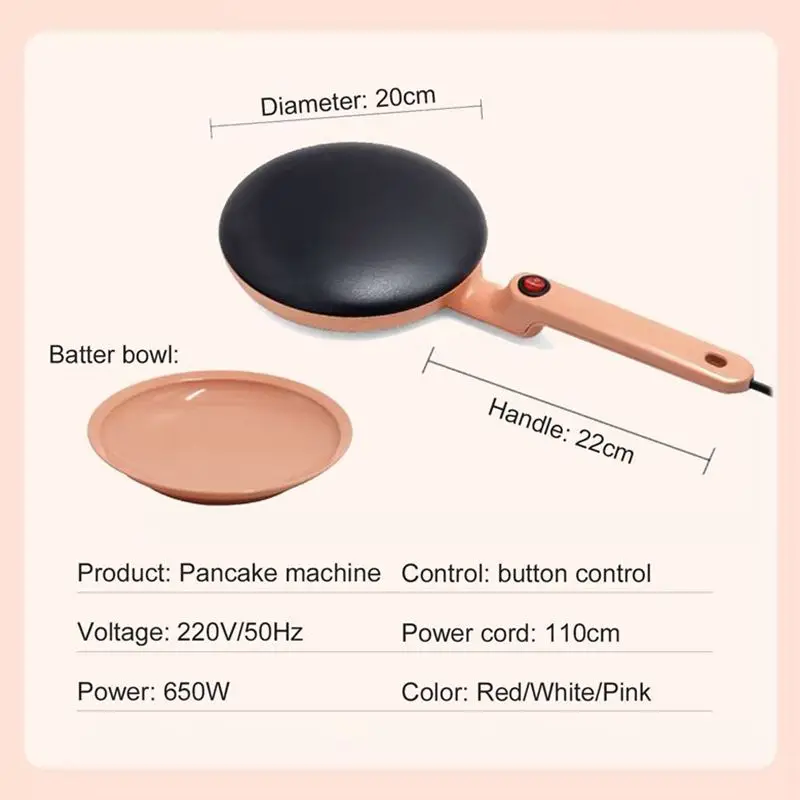 JIQI Non-stick Crepe maker Rapid heating Household Pancake machine Spring roll Pizza cake Baking pan DIY snack Washable panel