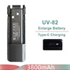 Baofeng UV-82 Li-ion Battery USB Type-C Charger 2800mah Enlarge 3800mAh BL-8 Original For Radio UV-8D UV-82HP UV-8D UV-82WX UV89 1