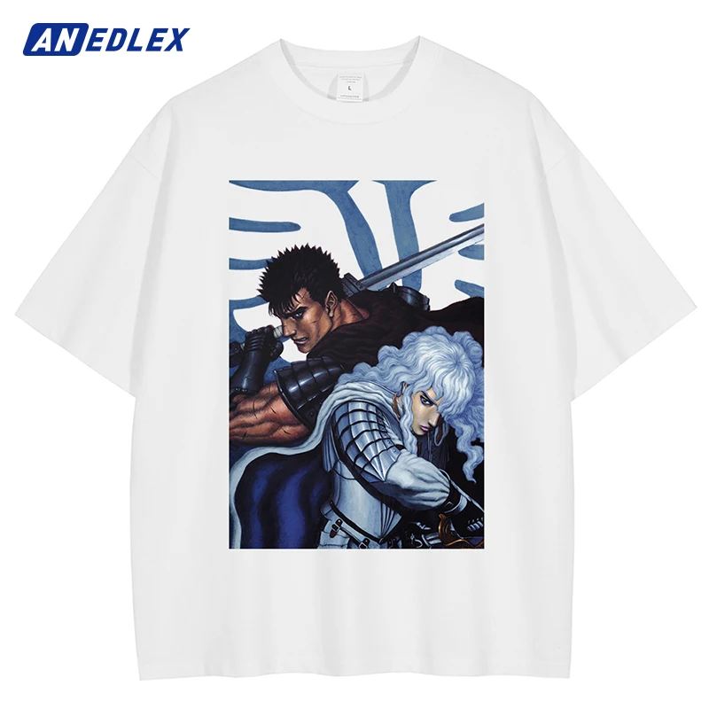 

Men Oversized White Tshirt Unisex Anime Graphic Print T-Shirt Hip Hop Streetwear Harajuku Summer Casual Cotton Tops Tees