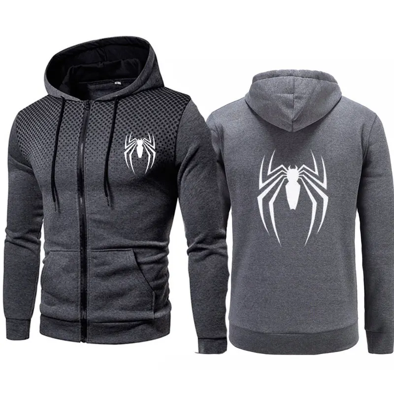 thumbnail image 1 of Sudadera con capucha de spiderman para hombre, ropa de calle con estampado de araña y Zippe, informal, divertida y holgada, novedad, 1 of 5