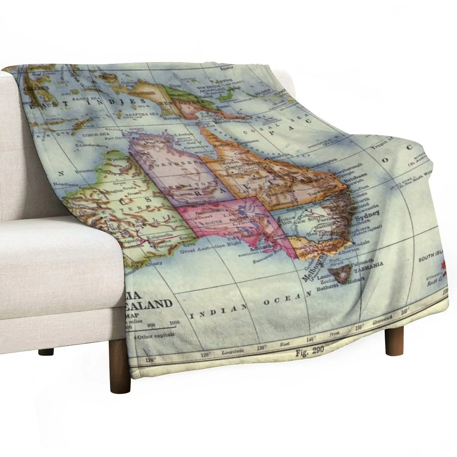 

Vintage Map of Australia (1921) Throw Blanket Sofas Fluffy Soft Blankets Fluffy Blankets Large Plaid on the sofa