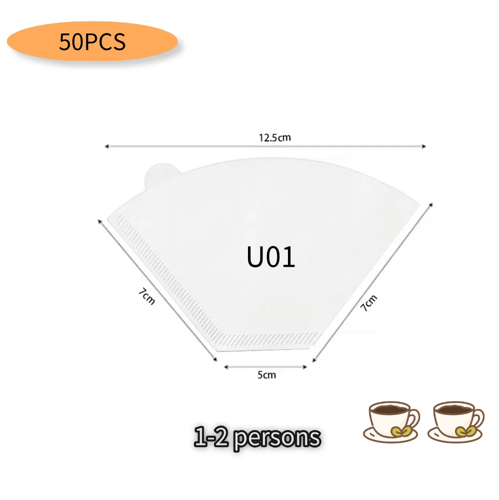 U-Shaped Disposable Coffee Filter Paper Bags Eco-Friendly Coffee Brewing Filters Hourglass Design for Coffee Supplies