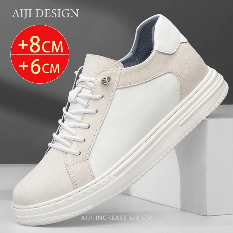 Luxury mens elevator shoes height increase invisible 8cm heighten increasing sports sneakers elevate taller lift leather shoes
