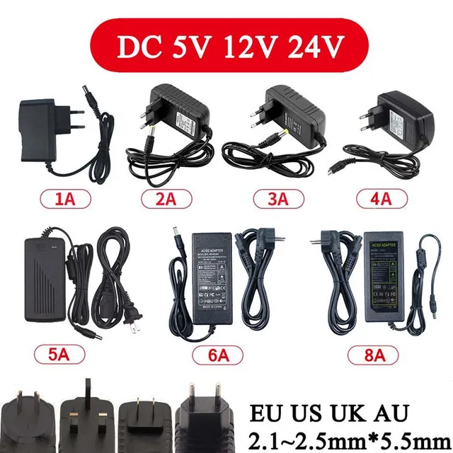 스위칭 전원 공급 장치 AC 110V ~ 220V To DC 5V 12V 24V LED 전원 어댑터 1A 2A 3A 4A 5A 6A 8A 10A 카메라용 조명 변압기
