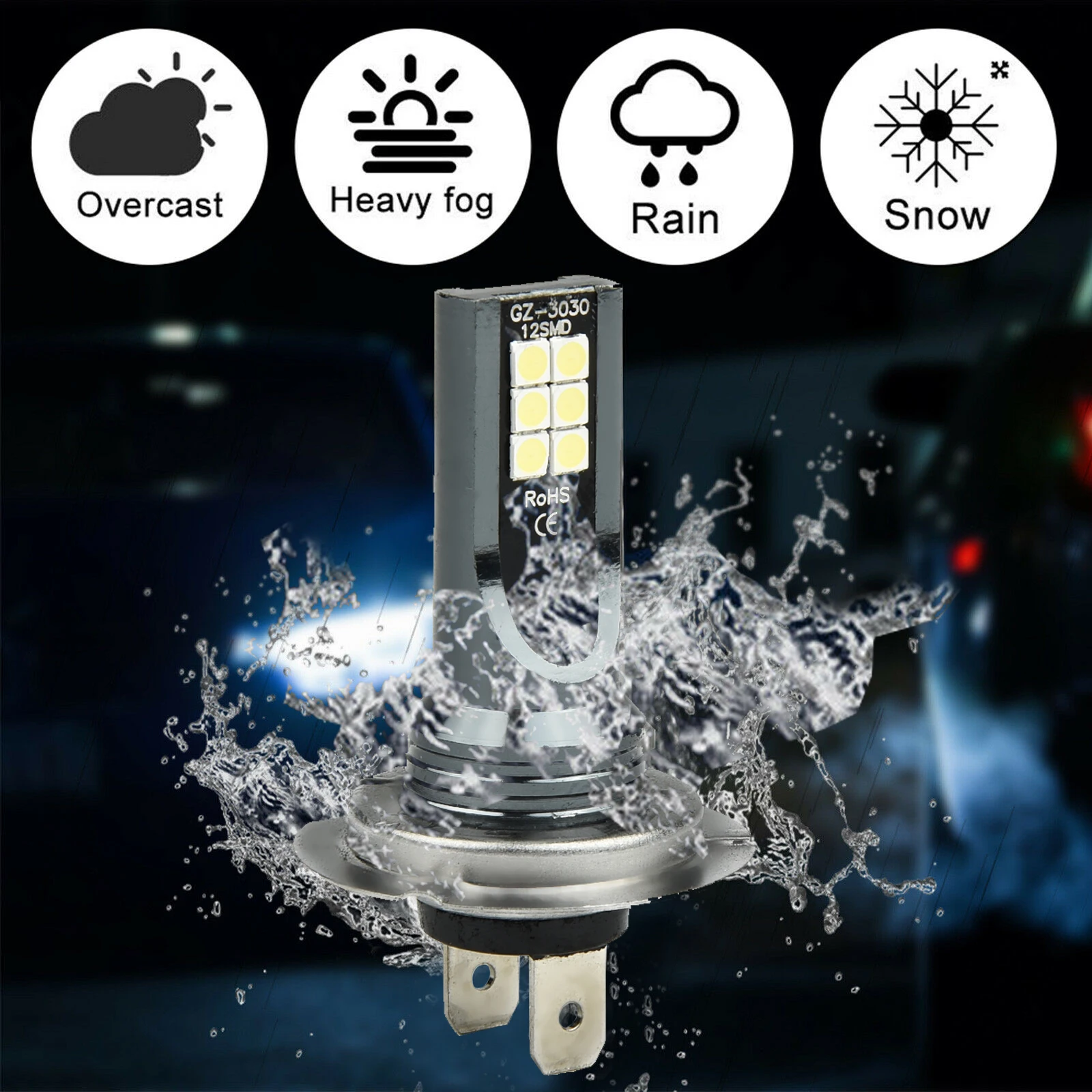 

A Pair H7 110W Car LED Headlight Fog Bulbs Kit 6000K HID Canbus Error Free Headlight Replacement Bulbs