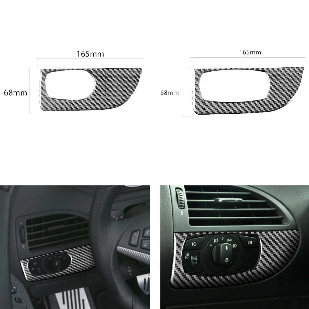 

For BMW 6Series E63 E64 2004-2010 Black Carbon Fiber Stickers Headlight Switch Button Frame Cover Trim Car Styling Accessories