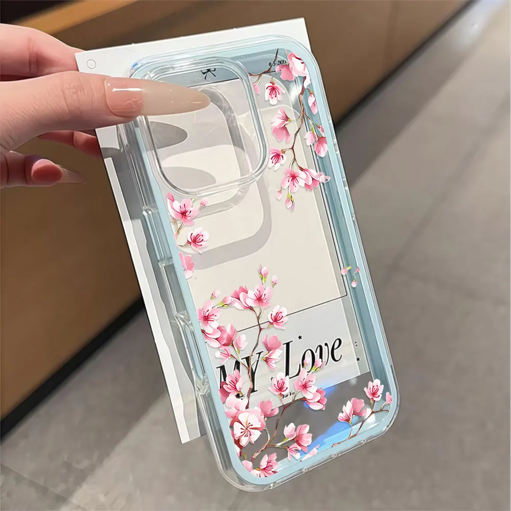 Durable Cute Peach Blossom Clear Phone Case Cover