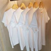 2PCS 100% Cotton Solid T Shirts Men's and Women's Short Sleeve White Tees Casual Breathable Loose Round Neck T-shirt Couple Tops 5