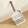 Stainless Steel Cat Litter Scoop Long Handled Wooden Handle Litter Box Shovel Deep Shovel Hollow Design 4