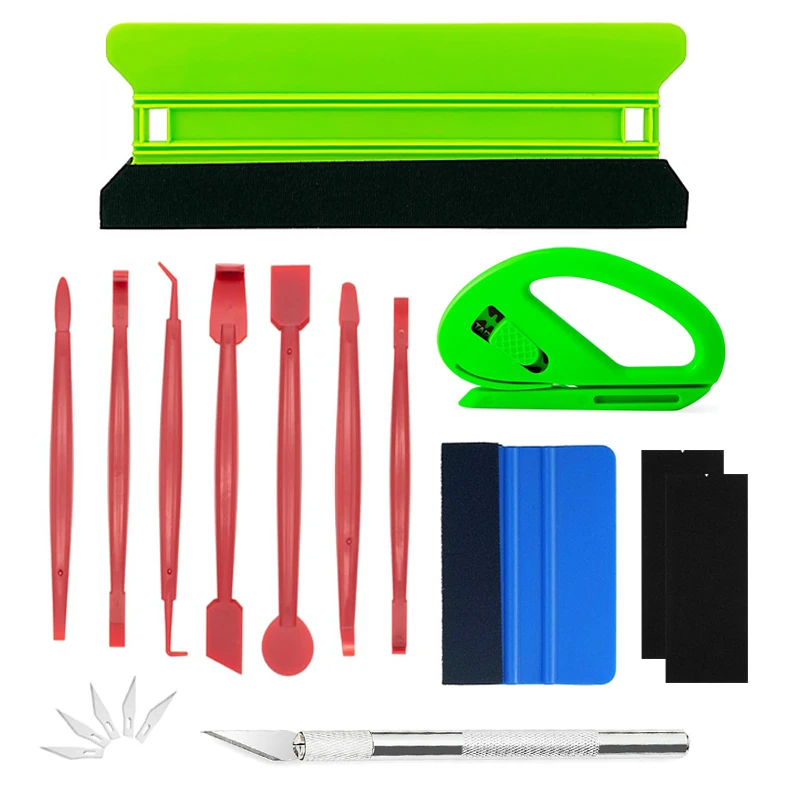 Car Vinyl Wrap Kit Felt Edge Squeegee Micro Edge Trimming Stick Safe Zippy Cutter Vehicle Solar Film Install Window Tint Tool