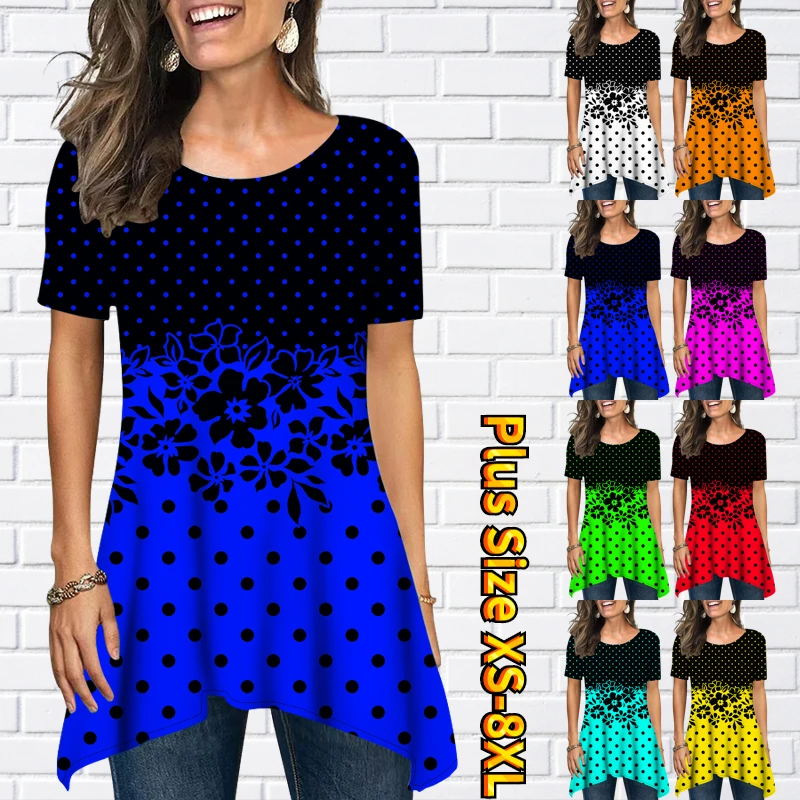 

2023 Street New Design Printing Women T-Shirts Summer Short Sleeve Loose Casual Ordinary Tops Female Round Neck T-Shirt Tops