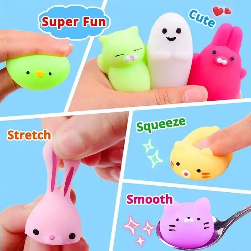 20PCS Random Cute Animal Squeeze Toys – Soft Rubber Stress Relief Fidgets, Car Vent & Gift Decor
