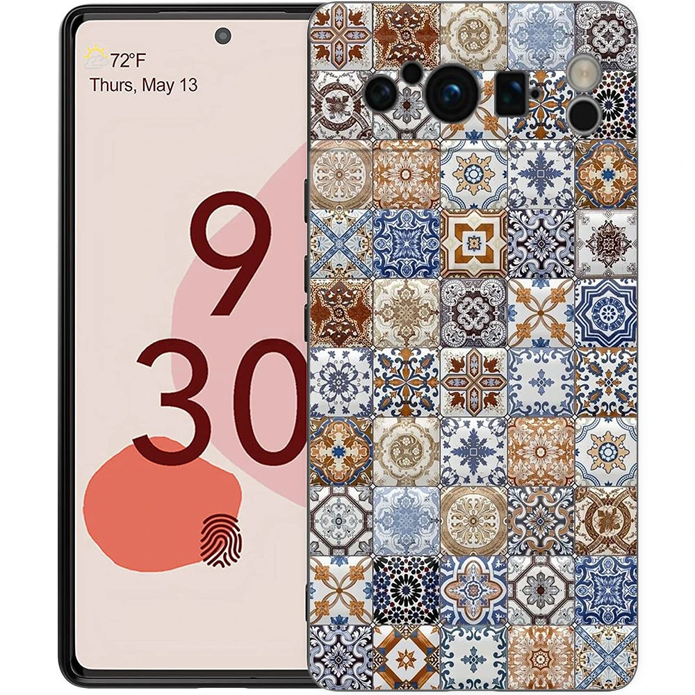 Luxury TPU Phone Case with Mandala Flower Totem Design - Black Soft Back Cover
