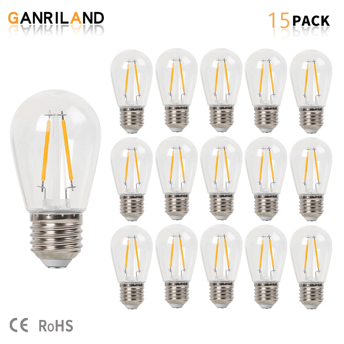 

GANRILAND E27 220V Plastic Light Bulbs LED Filament S14 1W 2W Vintage Shatterproof IP44 For Outdoor Decorative String Light Bulb