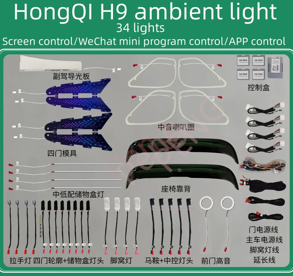 

Оригинальный Автомобильный экран для Hongqi H9 управляет 256 цветами окружающей среды