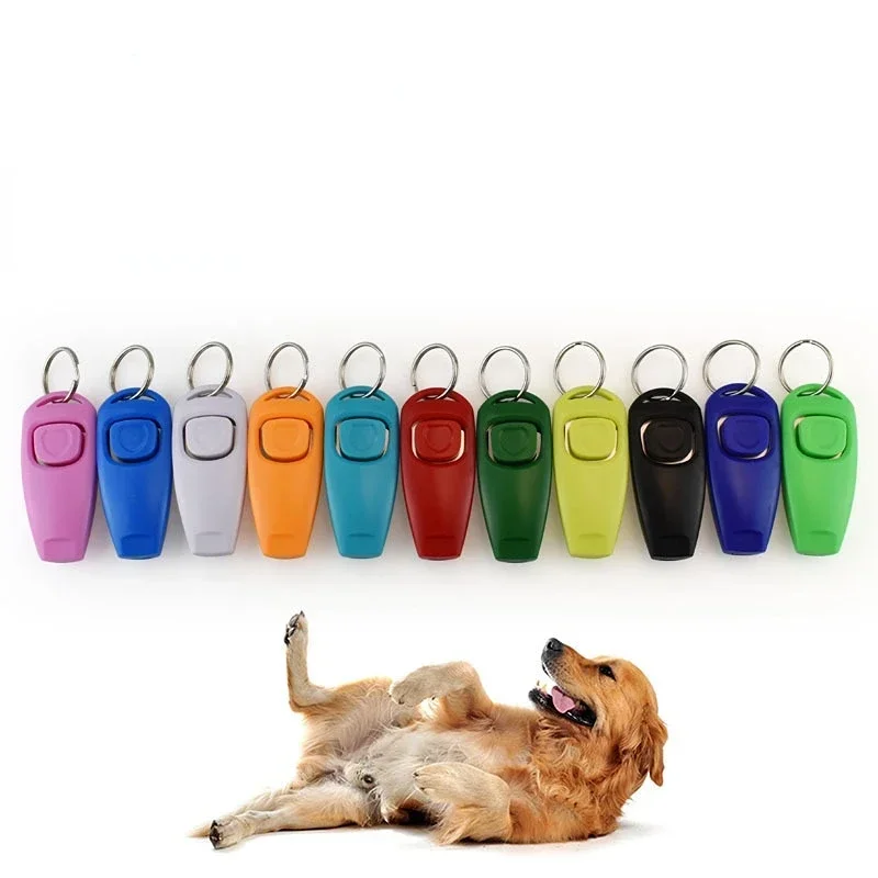 2 In 1 Pet Dog Clicker Dog Training Whistle Clicker Trainer Puppy Stop Barking Training Aid Tool with Key Ring Pet Supplies