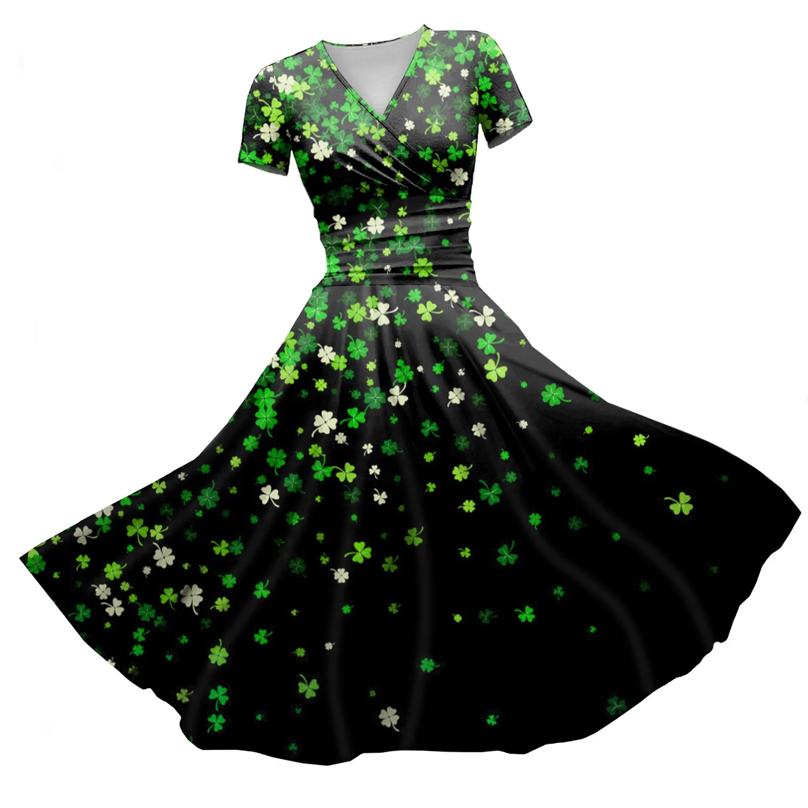 

Женское платье-пуловер с V-образным вырезом и коротким рукавом