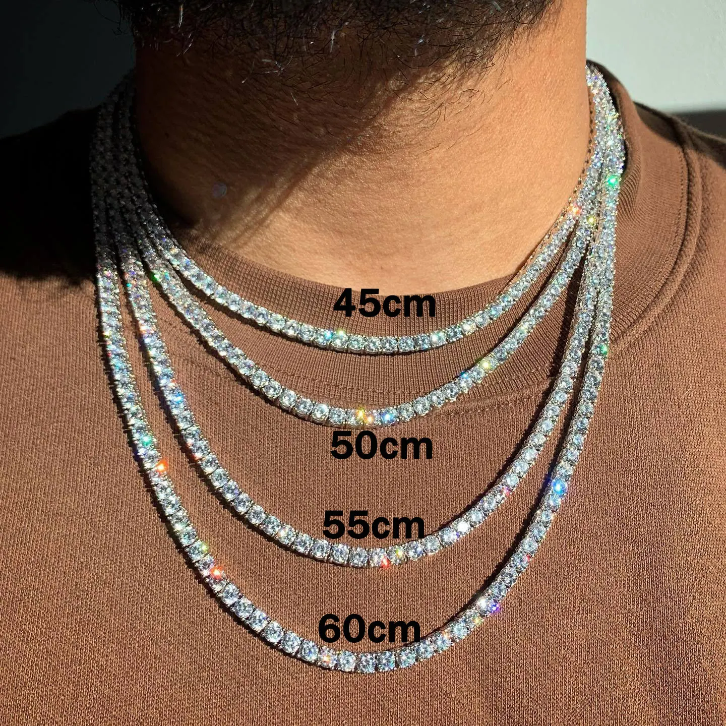 Hip Hop Jewelry 1 Row Iced Out Tennis Chain Bling CZ Men Diamond