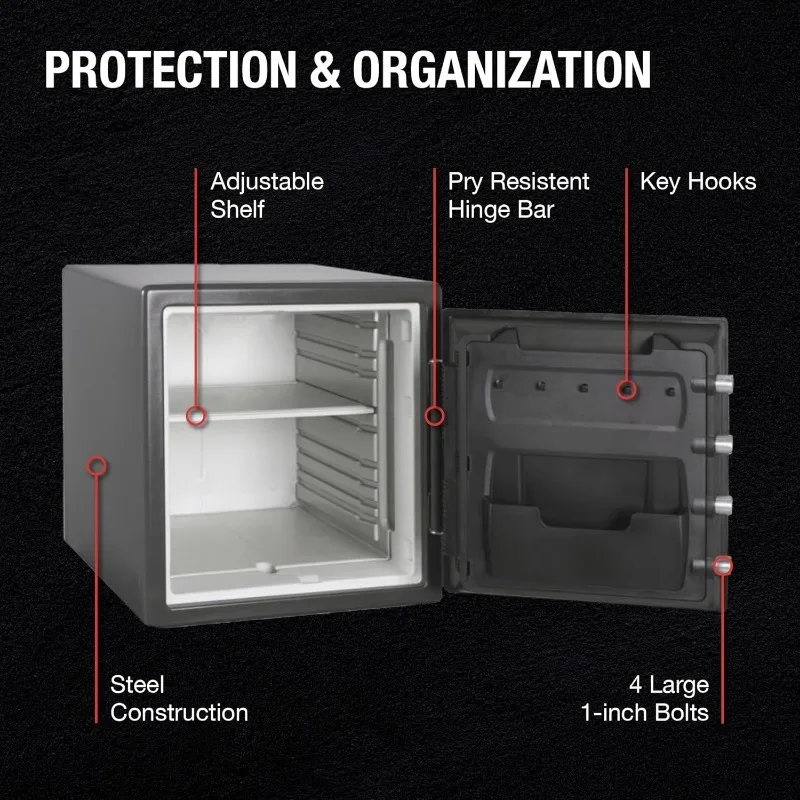 Medium Gray Fireproof Safe and Waterproof Safe Box with Dial Combination Documents,  1.23 Cubic Feet, SFW123DSB 5